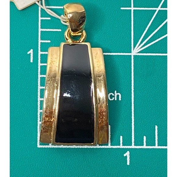 Lia Sophia Pendant Gold Tone Black Enamel Sleek Minimalist - Picture 7 of 7